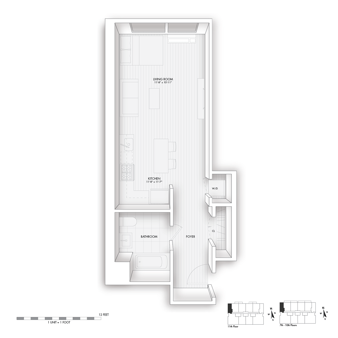 Floor plan for studio, 1 bath, 470 sqft